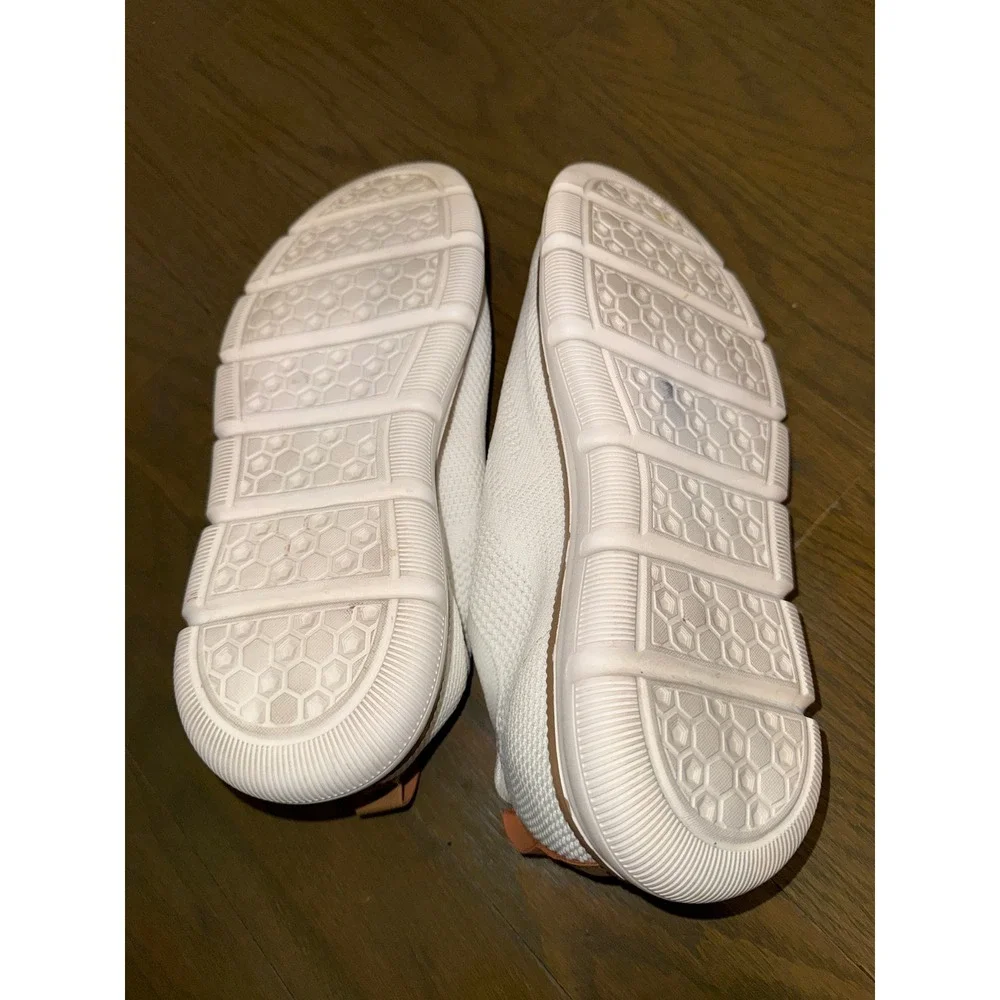White Knit Lace Up Sneakers Tan Accents Casual Athletic Shoes K1921 Size 44